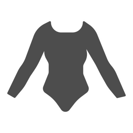 Swimsuit with sleeves solid icon, Summer clothes concept, Long sleeve body sign on white background, Bodysuit icon in glyph style for mobile concept and web design. Vector graphics.のイラスト素材