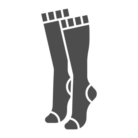 Women knee socks solid icon, clothes concept, Female hosiery sign on white background, high socks icon in glyph style for mobile concept and web design. Vector graphics.のイラスト素材