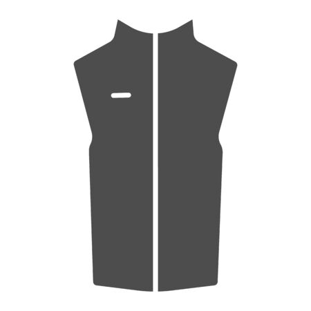 Sport vest solid icon, Outdoor clothing concept, sleeveless jacket sign on white background, waistcoat with zipper icon in glyph style for mobile concept and web design. Vector graphics.のイラスト素材