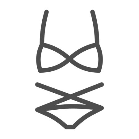 Women swimsuit line icon, Summer clothes concept, swimwear sign on white background, Bikini icon in outline style for mobile concept and web design. Vector graphics.のイラスト素材