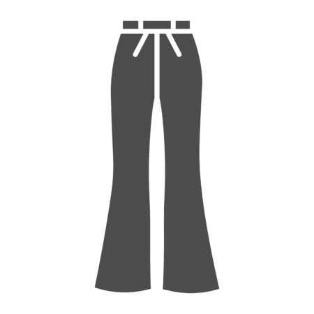 Flared pants solid icon, clothes concept, retro pants sign on white background, Flared jeans icon in glyph style for mobile concept and web design. Vector graphics.のイラスト素材