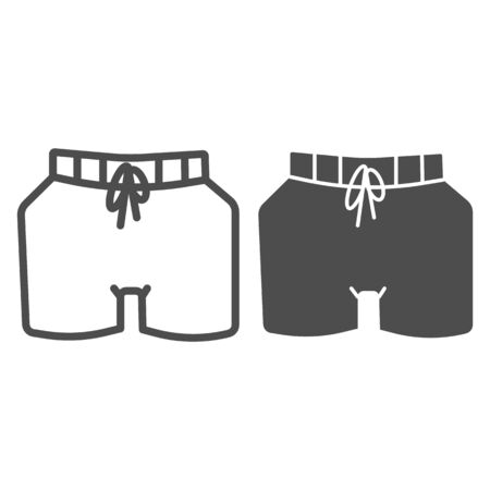 Men beach shorts line and solid icon, clothes concept, swim wear sign on white background, Swimming trunks icon in outline style for mobile concept and web design. Vector graphics.のイラスト素材