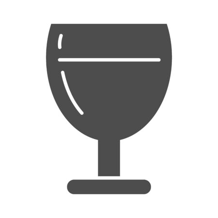Wine glass solid icon, alcohol drinks concept, glass with wine sign on white background, goblet with alcoholic drink icon in glyph style for mobile concept and web design. Vector graphics.のイラスト素材