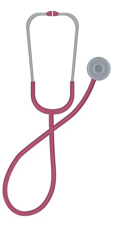 Realistic red medical stethoscope, phonendoscope isolated on white background. A medical instrument for listening. Vector illustration. Medicine tools conceptのイラスト素材
