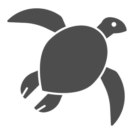 Sea turtle solid icon, ocean concept, tortoise animal sign on white background, silhouette of small sea turtle icon in glyph style for mobile concept and web design. Vector graphics.のイラスト素材