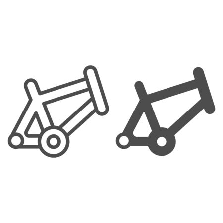 Bicycle frame line and solid icon, bicycle parts and accessories concept, bike frame sign on white background in outline style for mobile concept and web design. Vector graphics.のイラスト素材