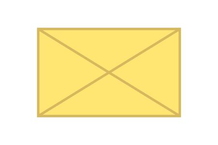 Yellow e-mail symbol on white background. Concept of communication. Envelope in a flat style. Vector illustration.のイラスト素材