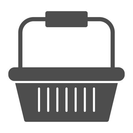 Basket for goods solid icon, market concept, Shopping cart for purchases sign on white background, Supermarket basket icon in glyph style for mobile concept and web design. Vector graphicsのイラスト素材