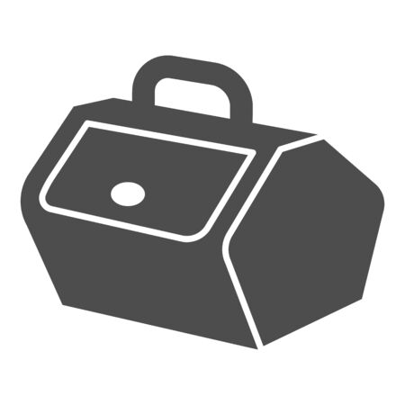 Picnic basket with lid and handle solid icon, picnic concept, food container sign on white background, container for picnic or camping icon in glyph style for mobile, web. Vector graphics.のイラスト素材