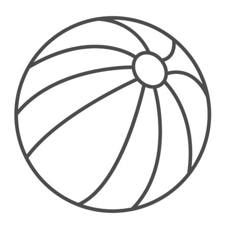 Beach ball thin line icon, summer activities concept, Ball for games in water sign on white background, Beach ball icon in outline style for mobile concept and web design. Vector graphics.のイラスト素材