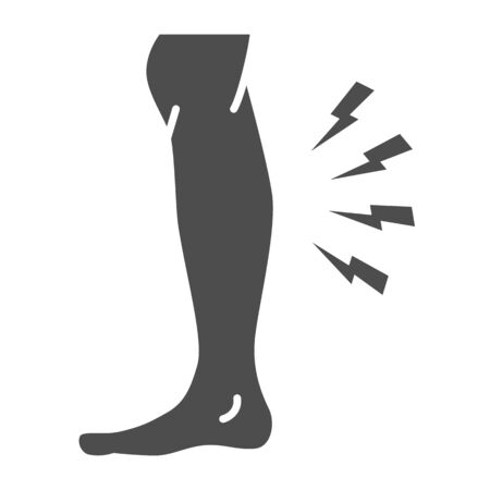Shin hurts solid icon, Body pain concept, Shin pain sign on white background, leg injured in shin area icon in glyph style for mobile concept and web design. Vector graphicsのイラスト素材