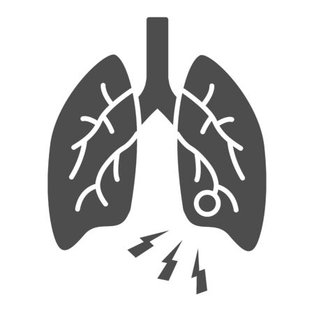 Lung infection solid icon, Health problems concept, pneumonia sign on white background, lung disease icon in glyph style for mobile concept and web design. Vector graphicsのイラスト素材
