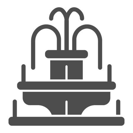 Fountain solid icon, Amusement park concept, park fountain sign on white background, water fountain icon in glyph style for mobile concept and web design. Vector graphics.のイラスト素材