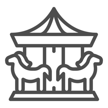 Carousel line icon, Amusement park concept, merry-go-round sign on white background, carousel with horses icon in outline style for mobile concept and web design. Vector graphics.のイラスト素材