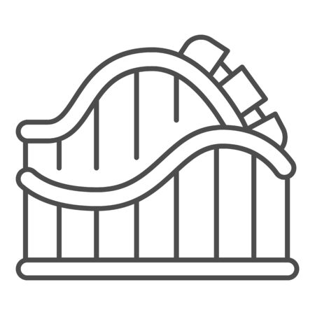 Roller coaster ride thin line icon, Amusement park concept, amusement ride sign on white background, roller-coaster icon in outline style for mobile concept and web design. Vector graphics.のイラスト素材