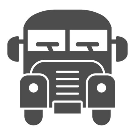 School bus solid icon, Back to school concept, bus sign on white background, student transportation icon in glyph style for mobile concept and web design. Vector graphicsのイラスト素材