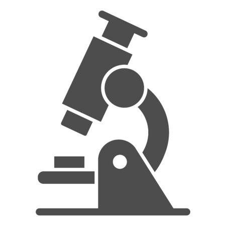Microscope solid icon, education concept, Biochemistry and microbiology equipment sign on white background, Microscope icon in glyph style for mobile concept, web design. Vector graphicsのイラスト素材