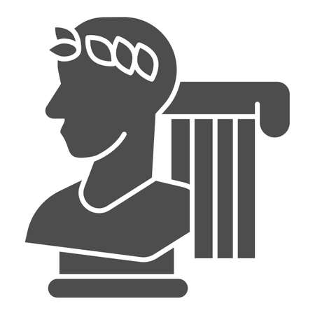 Greek statue and column solid icon, Back to school concept, monument and column sign on white background, Vintage ancient Greece elements icon in glyph style for mobile. Vector graphics.のイラスト素材