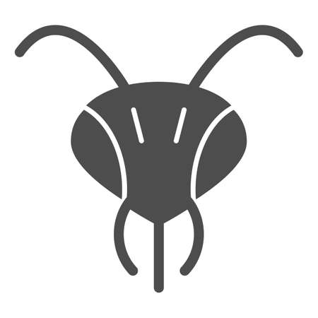 Head of bee solid icon, Honey concept, insect head sign on white background, wasp icon in glyph style for mobile concept and web design. Vector graphics.のイラスト素材