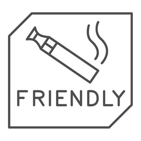 Place for smoking vape thin line icon, Smoking concept, Smoking area sign on white background, Vape and e-cigarette smoking allowing symbol in outline style for mobile and web. Vector graphics.のイラスト素材