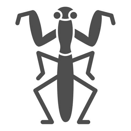 Mantis solid icon, Insects concept, Beetle sign on white background, praying mantis icon in glyph style for mobile concept and web design. Vector graphics.のイラスト素材