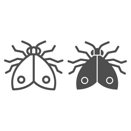 Bedbug line and solid icon, pests concept, chinch sign on white background, home bedbug icon in outline style for mobile concept and web design. Vector graphics.のイラスト素材