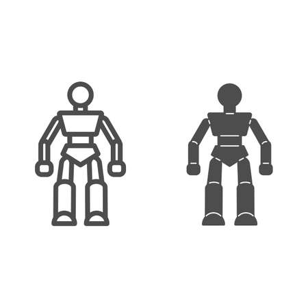 Robot line and solid icon, Kids toys concept, Robotics sign on white background, Robot Baby Toy icon in outline style for mobile concept and web design. Vector graphics.のイラスト素材
