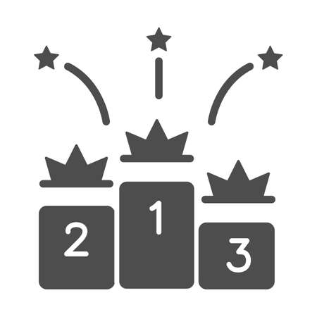 Winners podium with crowns solid icon, sport concept, Pedestal of honor sign on white background, Victory podium with crowns icon in glyph style for mobile and web design. Vector graphics.のイラスト素材