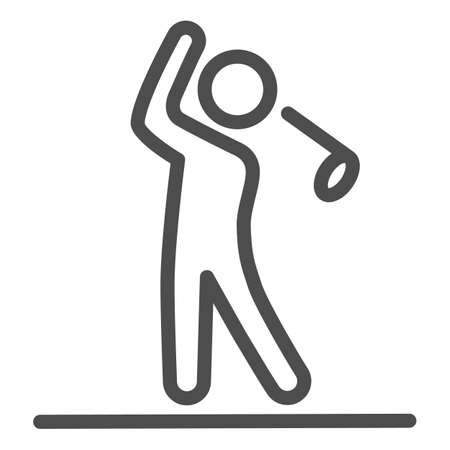 Golfer silhouette line icon, golf concept, Man swinging golf sign on white background, Golf player icon in outline style for mobile concept and web design. Vector graphics.のイラスト素材