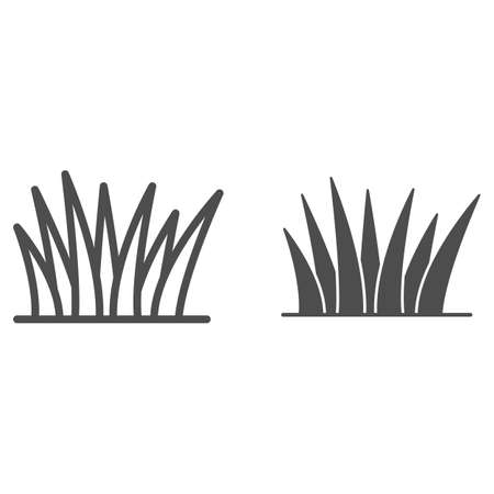 Grass line and solid icon, nature concept, lawn sign on white background, Grass leaves icon in outline style for mobile concept and web design. Vector graphics.のイラスト素材
