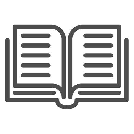 Open book line icon, education concept, Reading sign on white background, Notebook or textbook icon in outline style for mobile concept and web design. Vector graphics.のイラスト素材