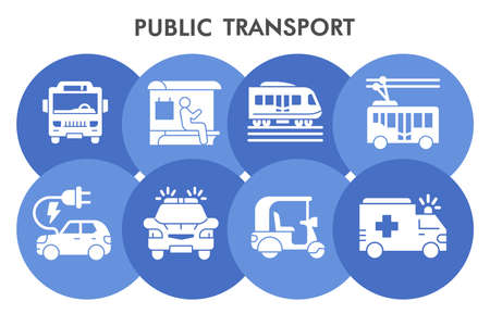Modern public transport Infographic design template with icons. Public transportation Infographic visualization in bubble design on white background. Creative vector illustration for infographic.のイラスト素材