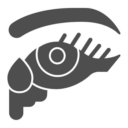 Eye lacrimation solid icon, Allergy symptoms concept, excessive watering of the eyes sign on white background, Tear in eye icon in glyph style for mobile and web design. Vector graphics.のイラスト素材