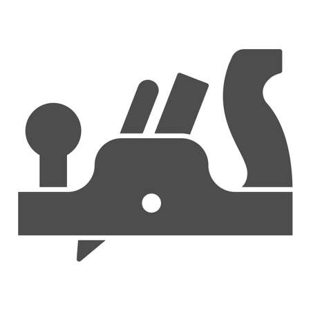 Jointer plane solid icon, house repair concept, Retro jack-plane sign on white background, jack plane icon in glyph style for mobile concept and web design. Vector graphics.のイラスト素材