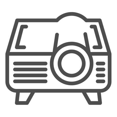 Projector line icon, Coworking concept, video equipment sign on white background, Video projector icon in outline style for mobile concept and web design. Vector graphics.のイラスト素材