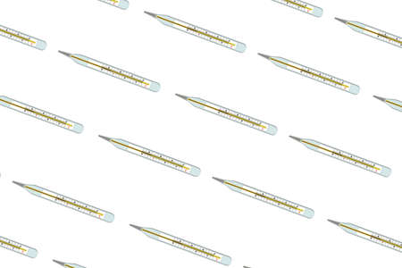 Glass medical thermometer pattern on white background. Medical presentation background with a glass...