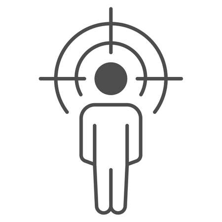 Black at gunpoint thin line icon, Black lives matter concept, BLM sign on white background, icon in outline style for mobile concept and web design. Vector graphics.のイラスト素材