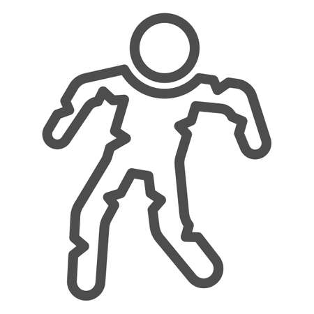 Walking zombie line icon, Halloween concept, mummy character sign on white background, zombie icon in outline style for mobile concept and web design. Vector graphics.のイラスト素材