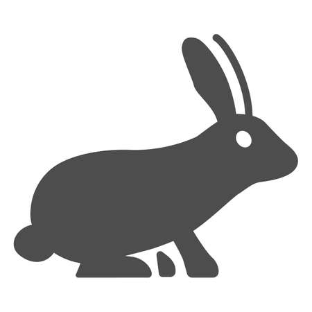 Rabbit solid icon, animals concept, hare sign on white background, bunny silhouette icon in glyph style for mobile concept and web design. Vector graphics.のイラスト素材
