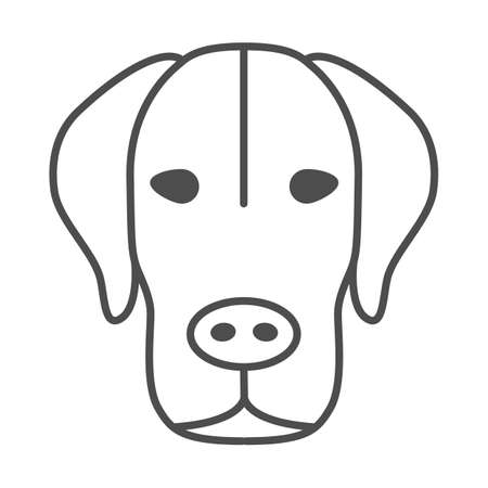 Dog head thin line icon, pets concept, puppy face sign on white background, dog head silhouette icon in outline style for mobile concept and web design. Vector graphics.のイラスト素材