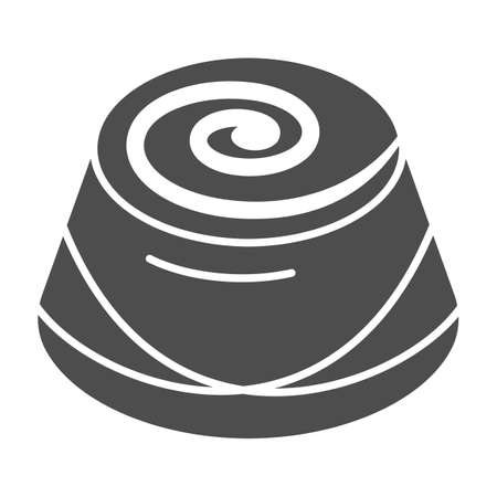 Chocolate candy solid icon, Chocolate festival concept, candy sign on white background, Chocolate praline icon in glyph style for mobile concept and web design. Vector graphics.のイラスト素材