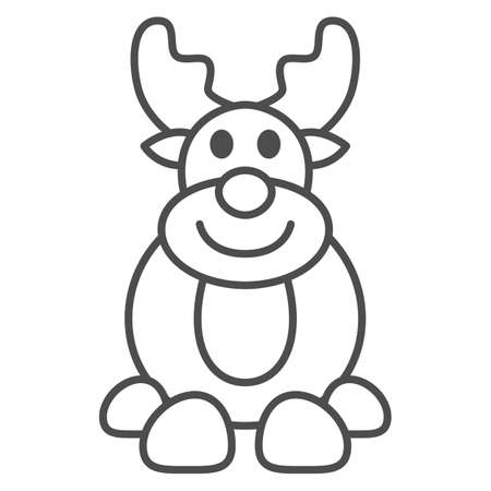 Chocolate Deer thin line icon, Chocolate festival concept, winter holiday candy sign on white background, chocolate deer icon in outline style for mobile concept and web design. Vector graphics.のイラスト素材