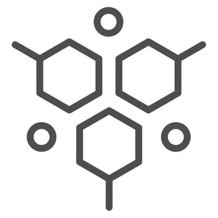 Molecular structure line icon, Medical tests concept, DNA test sign on white background, molecule icon in outline style for mobile concept and web design. Vector graphics.のイラスト素材