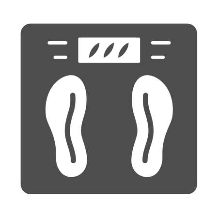 Scales for weighing solid icon, Gym concept, bathroom scale sign on white background, Floor scales for weighing body weight icon in glyph style for mobile and web design. Vector graphics.のイラスト素材
