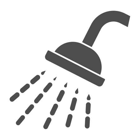 Shower solid icon, Gym concept, Douche with water drops sign on white background, shower spray icon in glyph style for mobile concept and web design. Vector graphics.のイラスト素材