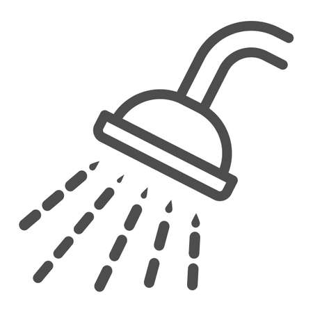 Shower line icon, Gym concept, Douche with water drops sign on white background, shower spray icon in outline style for mobile concept and web design. Vector graphics.のイラスト素材