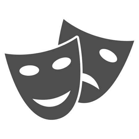 Theatrical masks solid icon, Sea cruise concept, masquerade sign on white background, Funny and sad theater masks icon in glyph style for mobile concept and web design. Vector graphics.のイラスト素材
