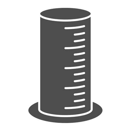 Graduated flask solid icon, Wine festival concept, Measurement glassware sign on white background, Laboratory graduated cylinder icon in glyph style for mobile and web. Vector graphics.のイラスト素材