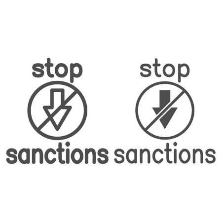Stop sanctions sign line and solid icon, economic sanctions concept, warning sign with crossed arrow...
