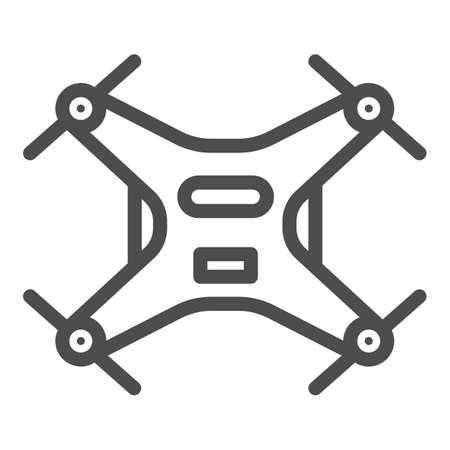 Robot Quadcopter line icon, Robotization concept, aerial drone for photography or video surveillance sign on white background, Quadcopter icon in outline style for mobile. Vector graphics.のイラスト素材